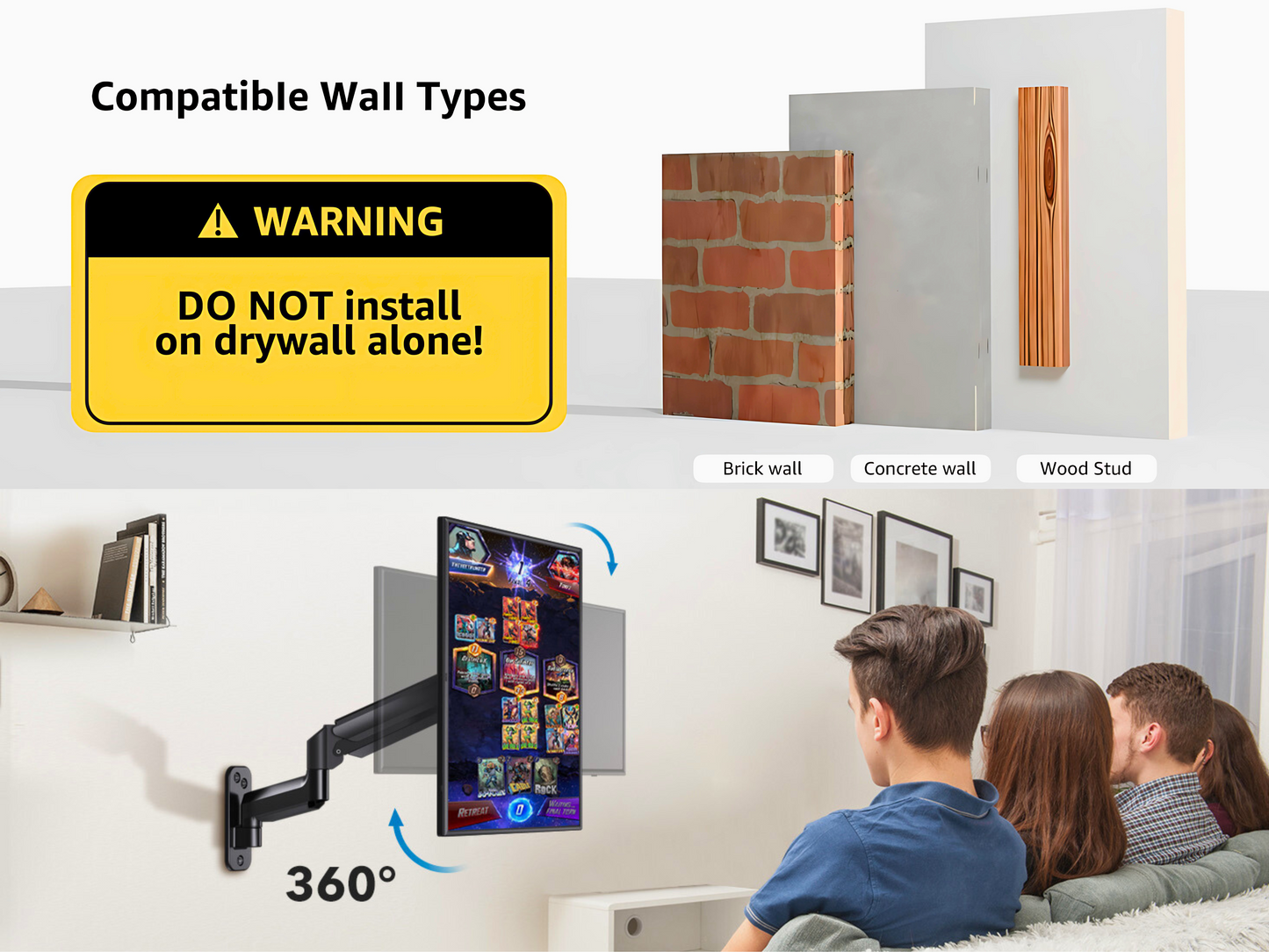 SUNCHHAYA Wall Mounted Arm for Desk, Wall Mounted Monitor Stand