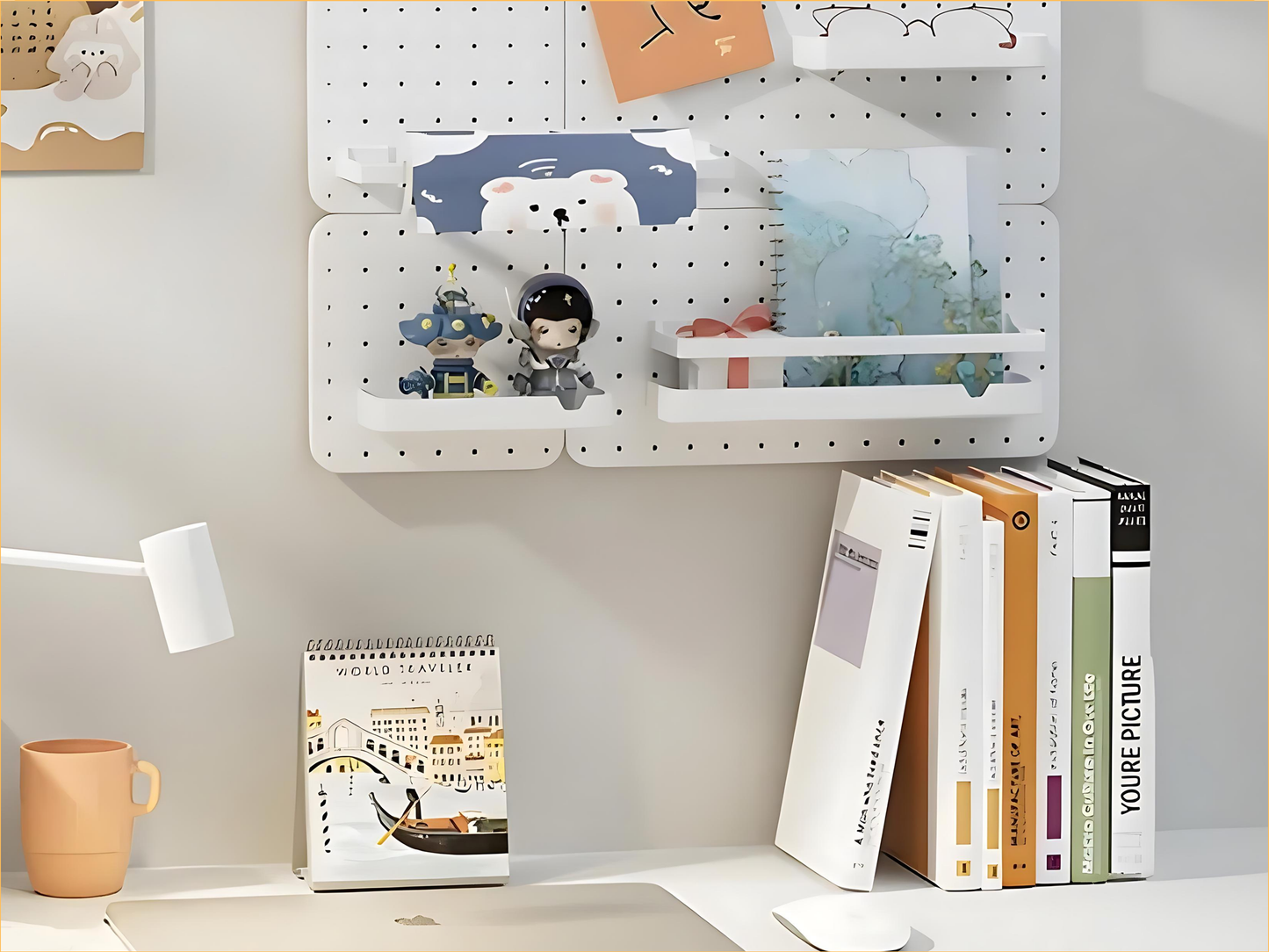 SUNCHHAYA Peg Board, Pegboard for Wall Organizer (White, Size :- 63x42 CM)