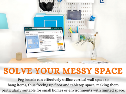 SUNCHHAYA Peg Board, Pegboard for Wall Organizer (White, 56x56 CM)