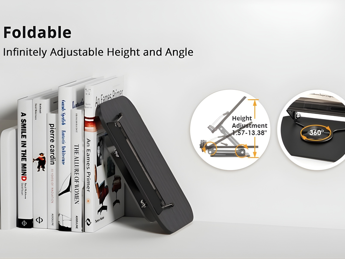 SUNCHHAYA New Book Reading Stand With Adjustable Height-Angle (R51_Black)