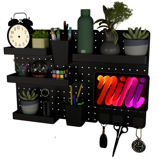 SUNCHHAYA Peg Board, Pegboard for Wall Organizer (Black, Size :- 63x42 CM)