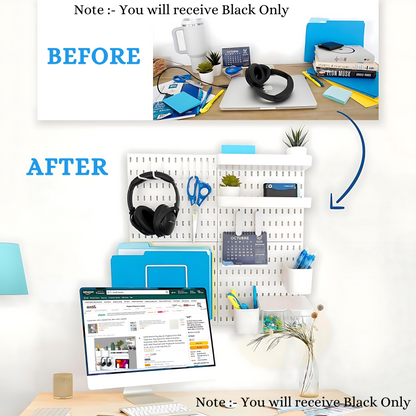 SUNCHHAYA Peg Board, Pegboard for Wall Organizer (Black, 56x56 CM)