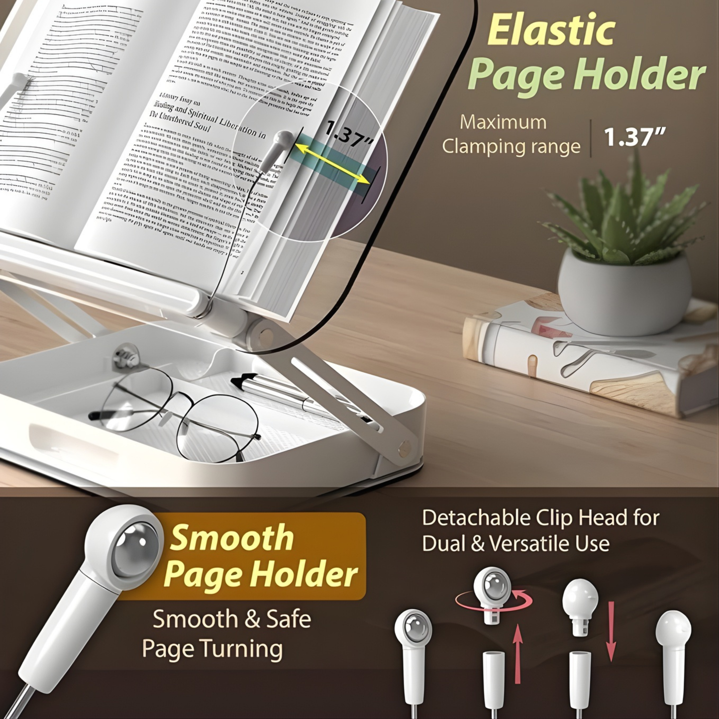 SUNCHHAYA Acrylic Book Reading Stand With Holder Adjustable Height-Angle (R22H)