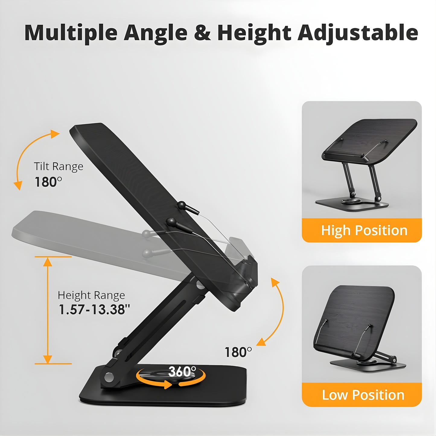 SUNCHHAYA New Book Reading Stand With Adjustable Height-Angle (R51_Black)