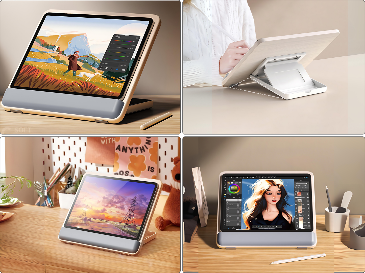 SUNCHHAYA Ipad Stand-Adjustable Reading, Writing & Drawing Stand with Soft Wrist Pad, 4 Pieces Of Silica pads Included (P29)