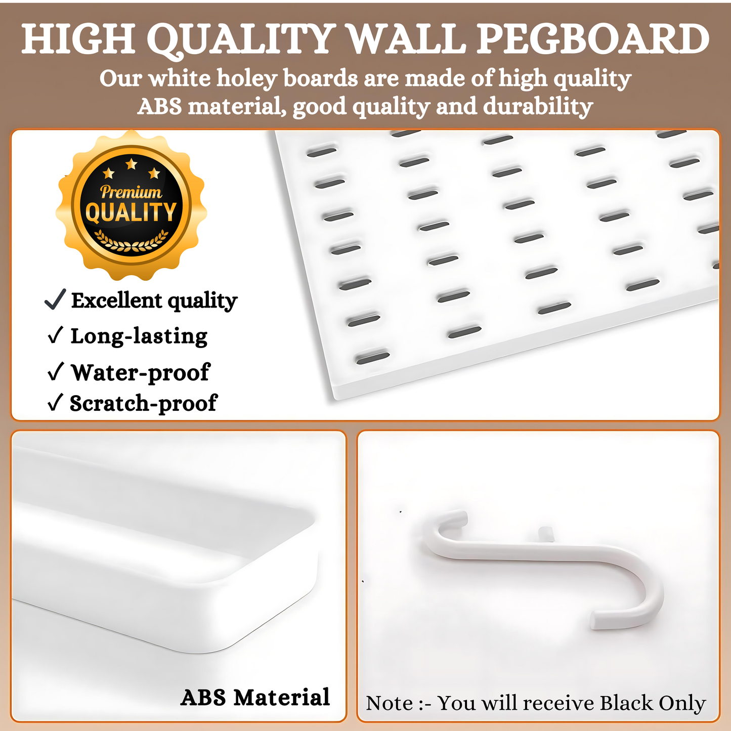 SUNCHHAYA Peg Board, Pegboard for Wall Organizer (Black, 56x56 CM)