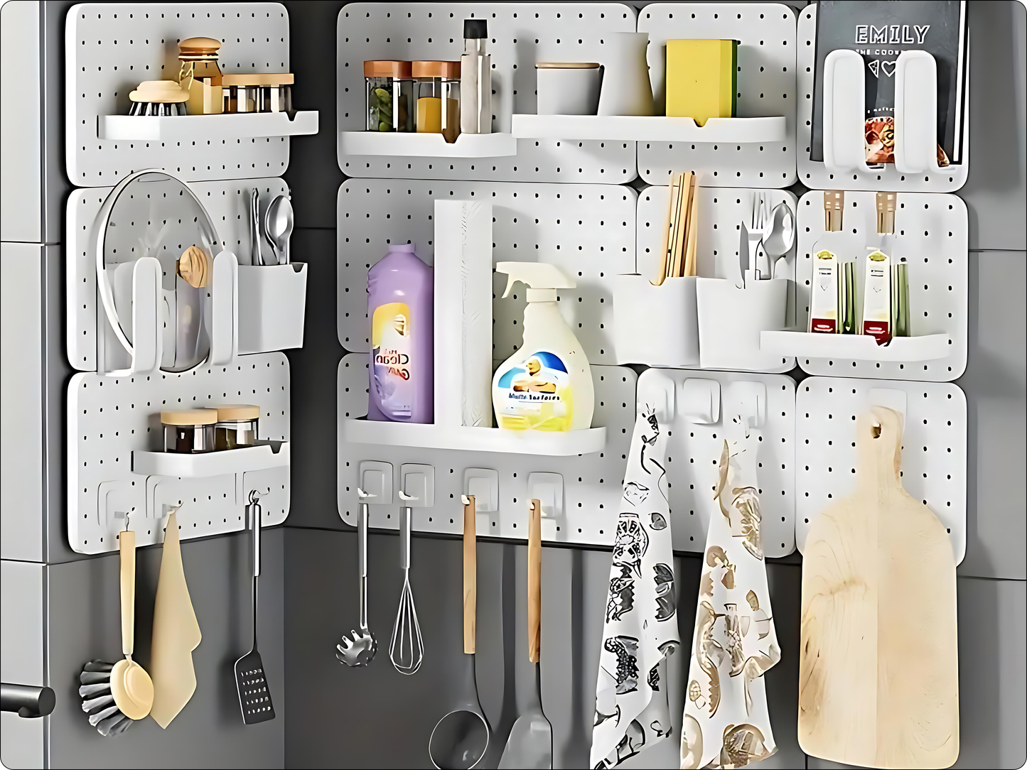 SUNCHHAYA Peg Board, Pegboard for Wall Organizer (White, Size :- 63x42 CM)