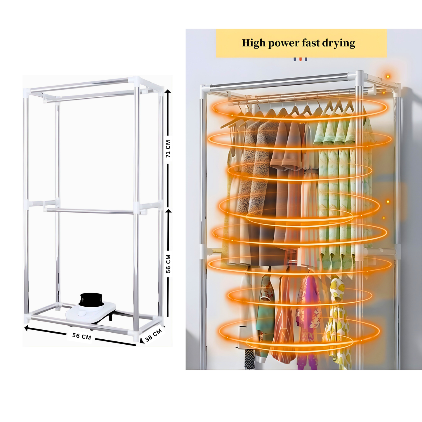SUNCHHAYA Electric Clothes Dryer Rack – Auto-Off, Stainless Steel Frame, Waterproof Cover
