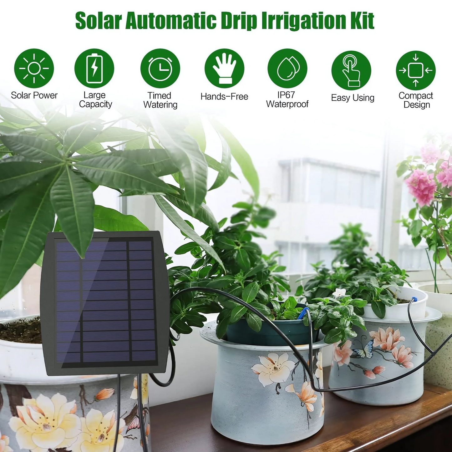 SUNCHHAYA Solar Powered Irrigation System Kit, 20 Plants Automatic Watering System