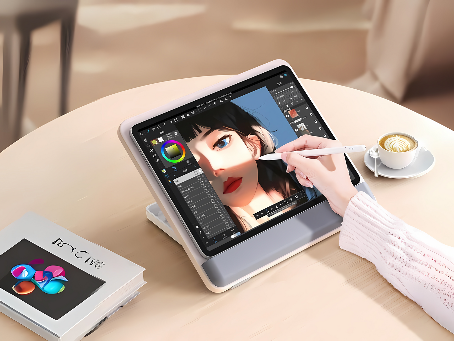 SUNCHHAYA Ipad Stand-Adjustable Reading, Writing & Drawing Stand with Soft Wrist Pad, 4 Pieces Of Silica pads Included (P29)