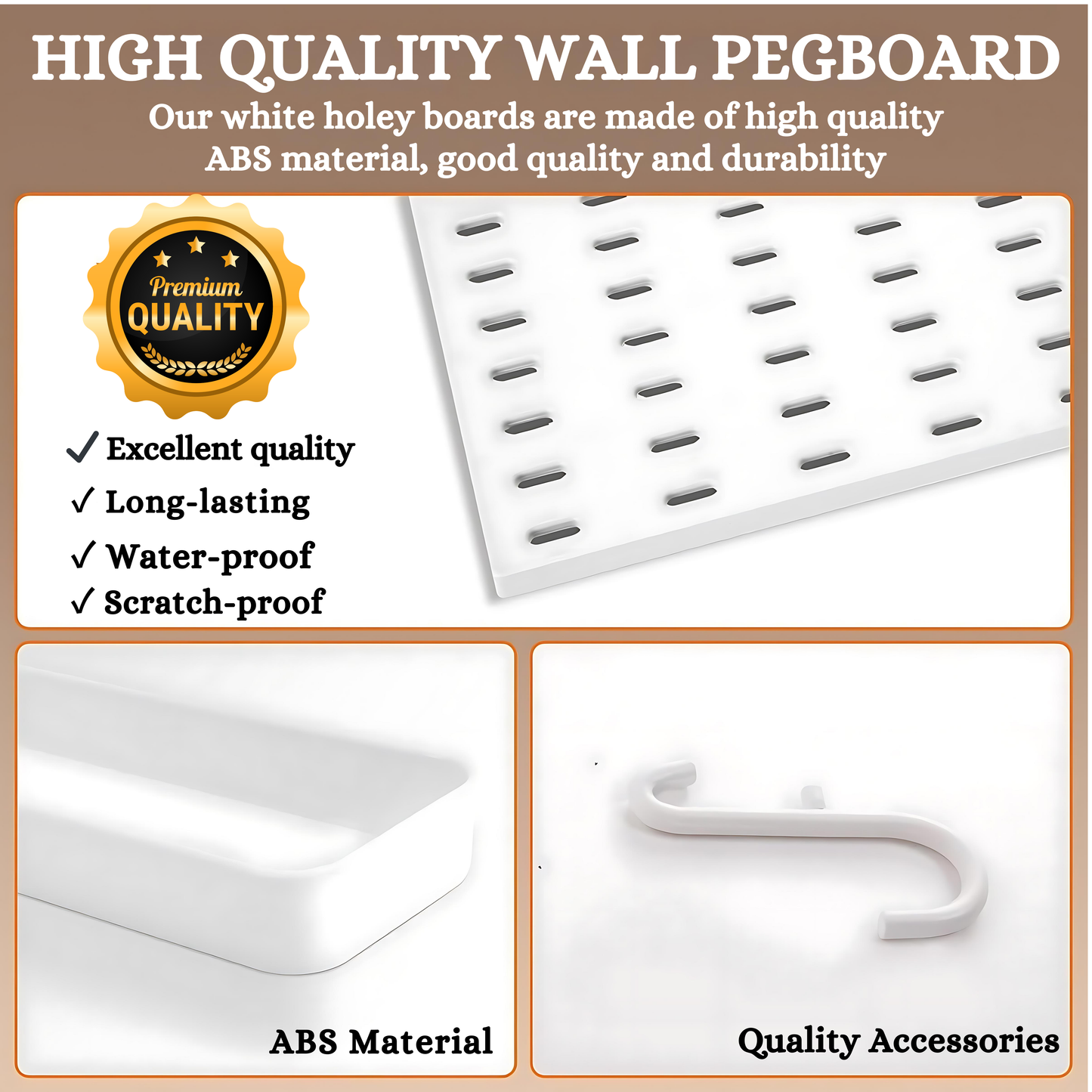 SUNCHHAYA Peg Board, Pegboard for Wall Organizer (White, 56x56 CM)