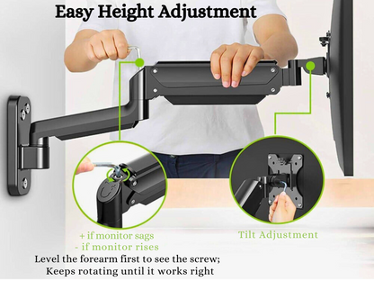 SUNCHHAYA Wall Mounted Arm for Desk, Wall Mounted Monitor Stand