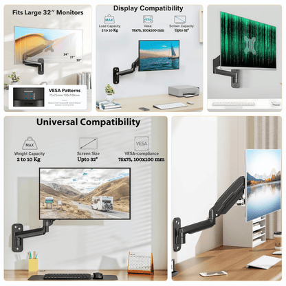 SUNCHHAYA Wall Mounted Arm for Desk, Wall Mounted Monitor Stand