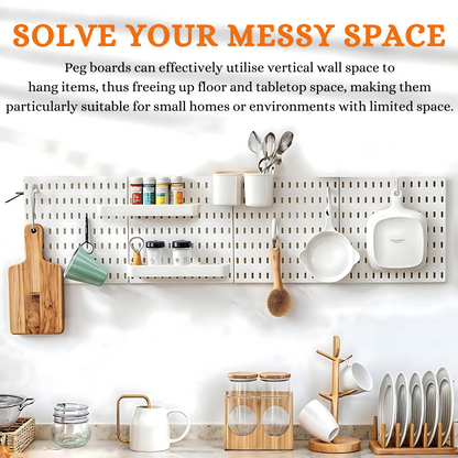 SUNCHHAYA Peg Board, Pegboard for Wall Organizer (White, 56x56 CM)