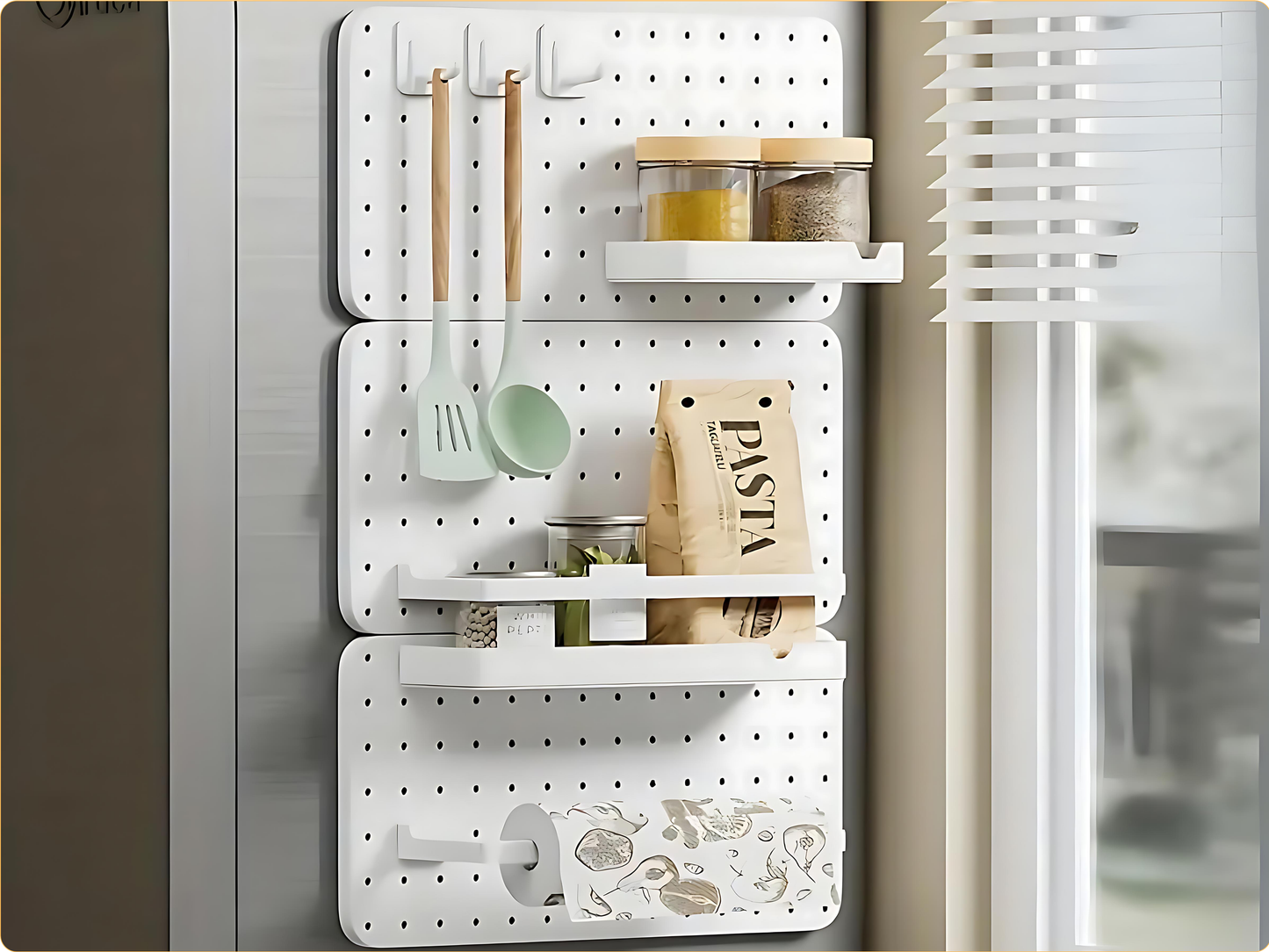 SUNCHHAYA Peg Board, Pegboard for Wall Organizer (White, Size :- 63x42 CM)