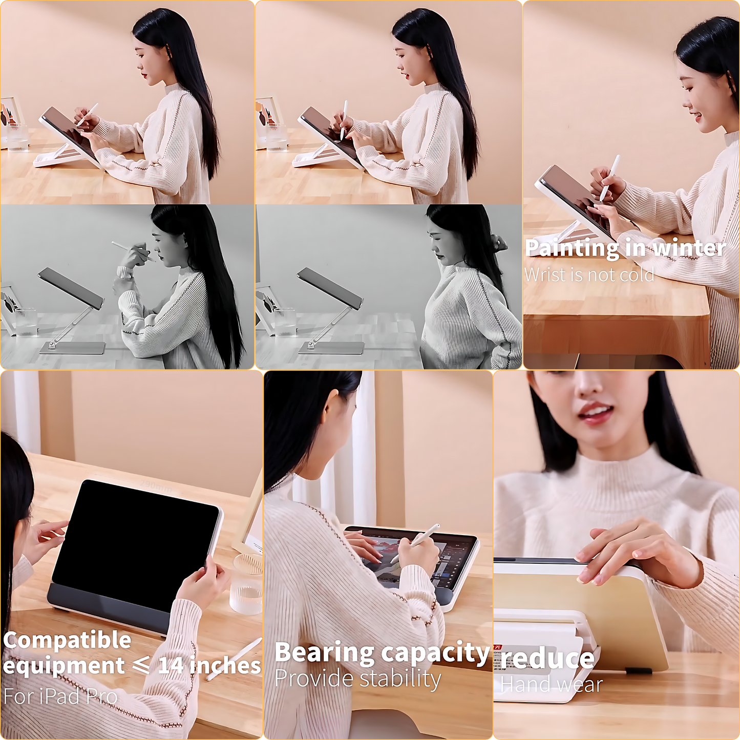 SUNCHHAYA Ipad Stand-Adjustable Reading, Writing & Drawing Stand with Soft Wrist Pad, 4 Pieces Of Silica pads Included (P29)