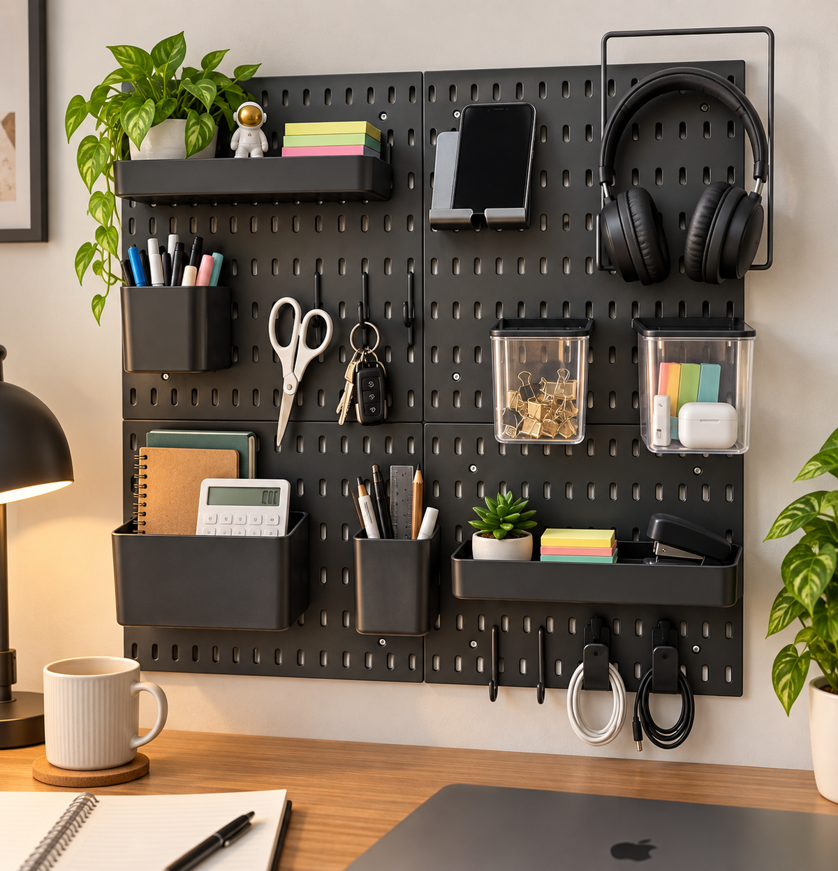 SUNCHHAYA Peg Board, Pegboard for Wall Organizer (Black, 56x56 CM)