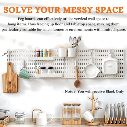 SUNCHHAYA Peg Board, Pegboard for Wall Organizer (Black, 56x56 CM)