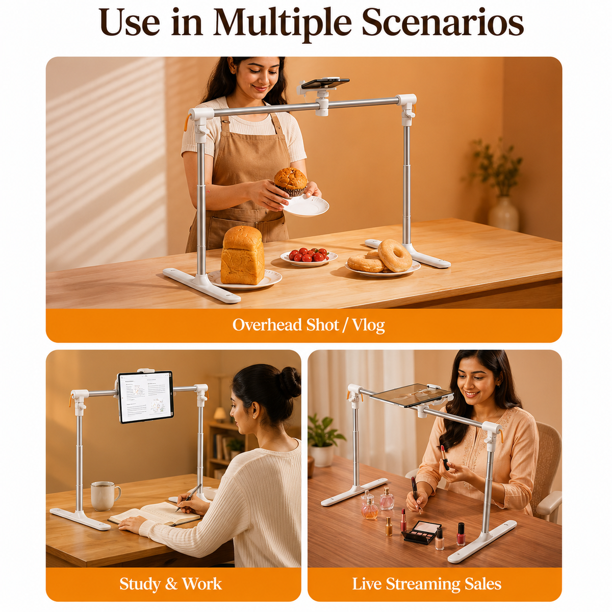 SUNCHHAYA Adjustable Tablet Holder Stand with Long Bed Mount (Tablet-Phone Stand)