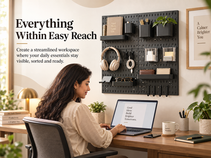 SUNCHHAYA Peg Board, Pegboard for Wall Organizer (Black, 56x56 CM)