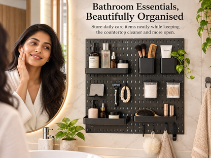 SUNCHHAYA Peg Board, Pegboard for Wall Organizer (Black, 56x56 CM)