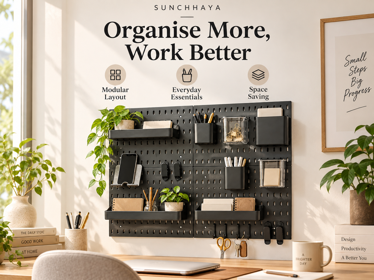 SUNCHHAYA Peg Board, Pegboard for Wall Organizer (Black, 56x56 CM)