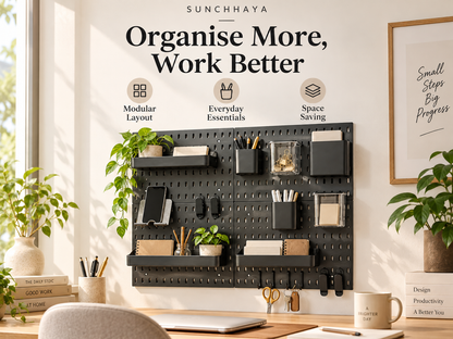 SUNCHHAYA Peg Board, Pegboard for Wall Organizer (Black, 56x56 CM)