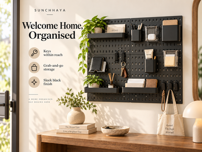 SUNCHHAYA Peg Board, Pegboard for Wall Organizer (Black, 56x56 CM)