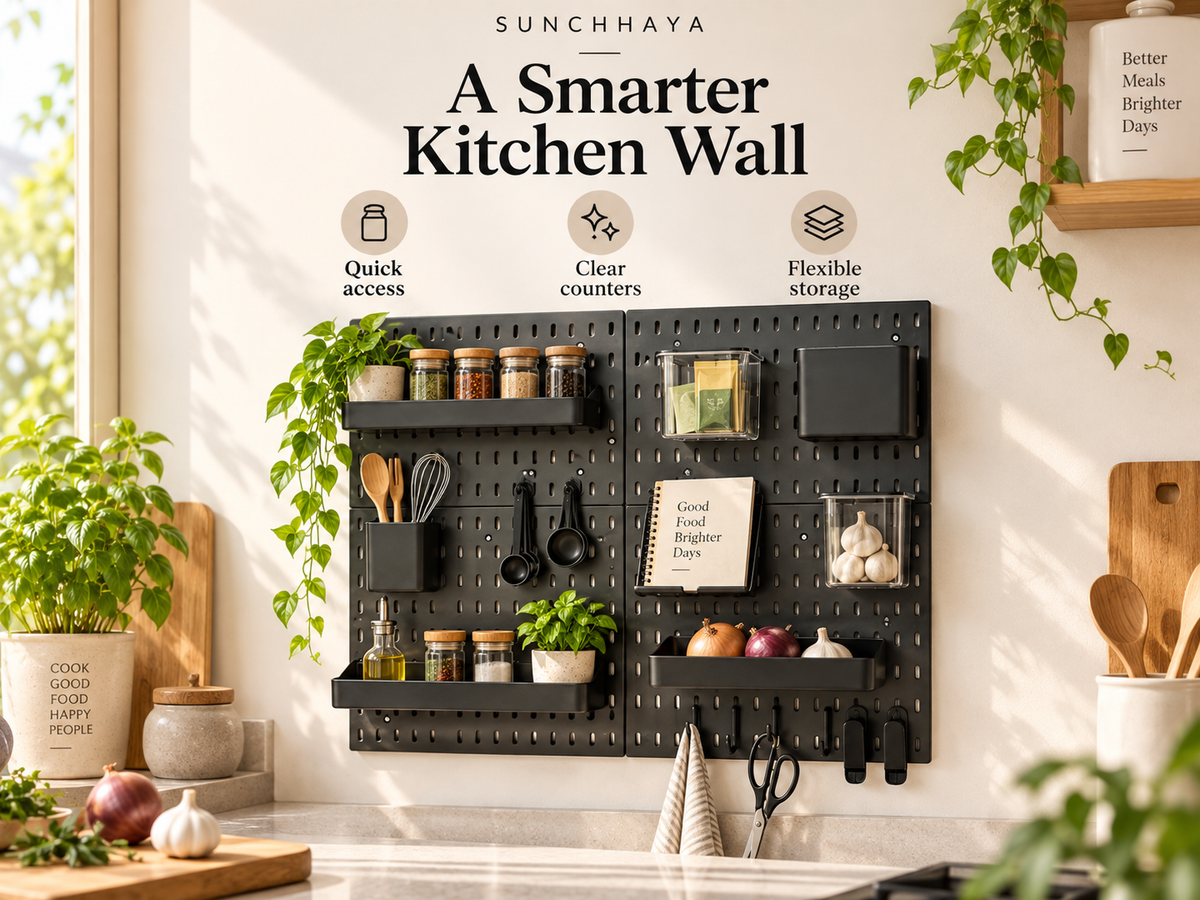 SUNCHHAYA Peg Board, Pegboard for Wall Organizer (Black, 56x56 CM)
