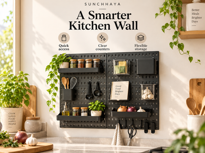 SUNCHHAYA Peg Board, Pegboard for Wall Organizer (Black, 56x56 CM)