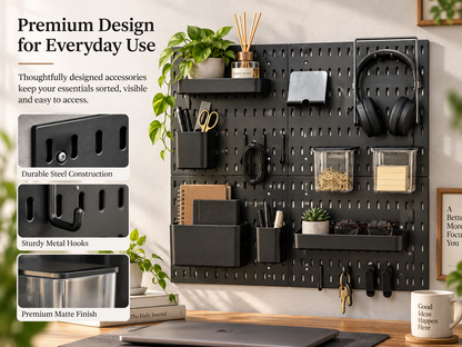 SUNCHHAYA Peg Board, Pegboard for Wall Organizer (Black, 56x56 CM)