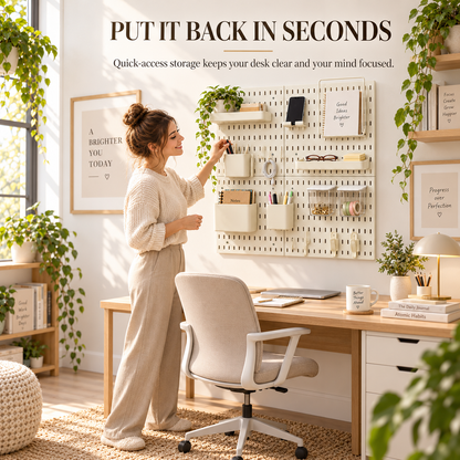 SUNCHHAYA Peg Board, Pegboard for Wall Organizer (White, 56x56 CM)