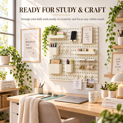 SUNCHHAYA Peg Board, Pegboard for Wall Organizer (White, 56x56 CM)