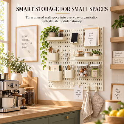 SUNCHHAYA Peg Board, Pegboard for Wall Organizer (White, 56x56 CM)