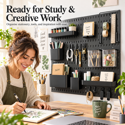 SUNCHHAYA Peg Board, Pegboard for Wall Organizer (Black, 56x56 CM)