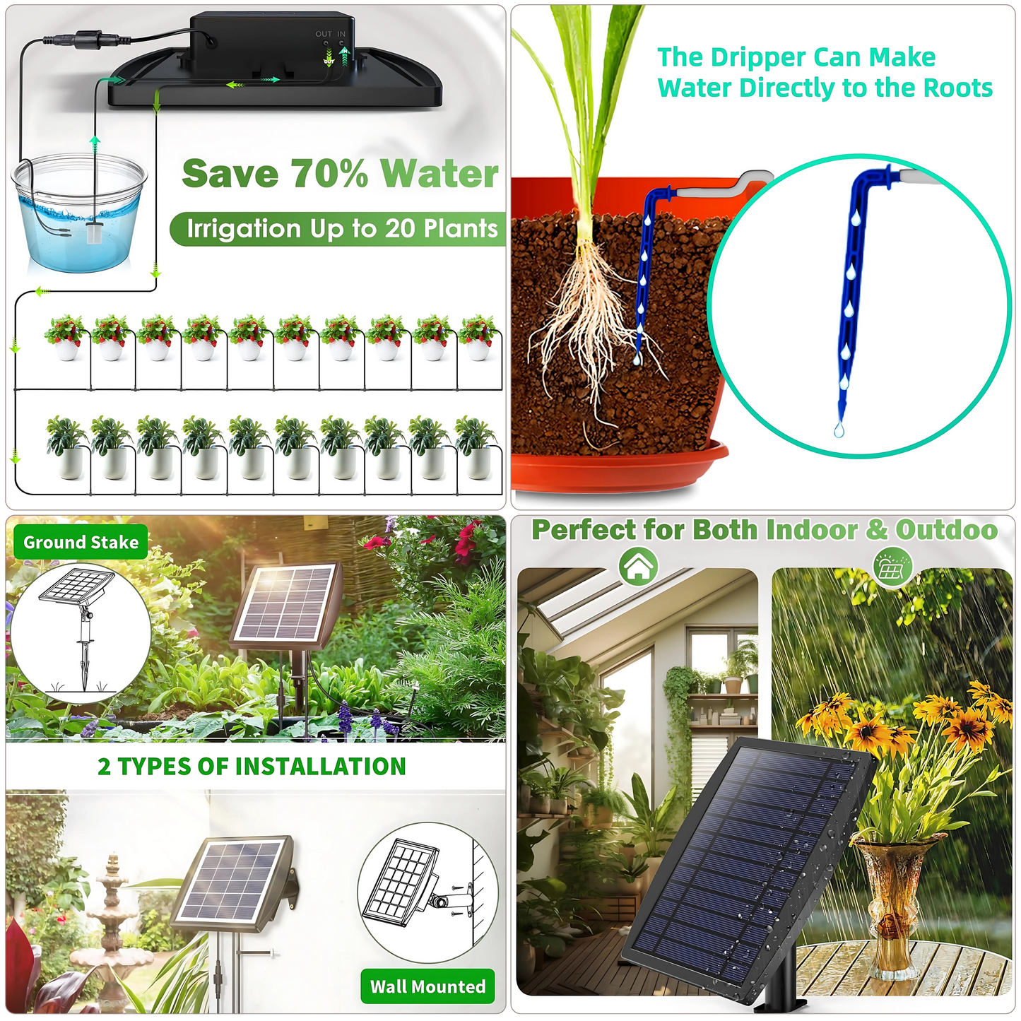 SUNCHHAYA Solar Powered Irrigation System Kit, 20 Plants Automatic Watering System