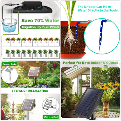 SUNCHHAYA Solar Powered Irrigation System Kit, 20 Plants Automatic Watering System