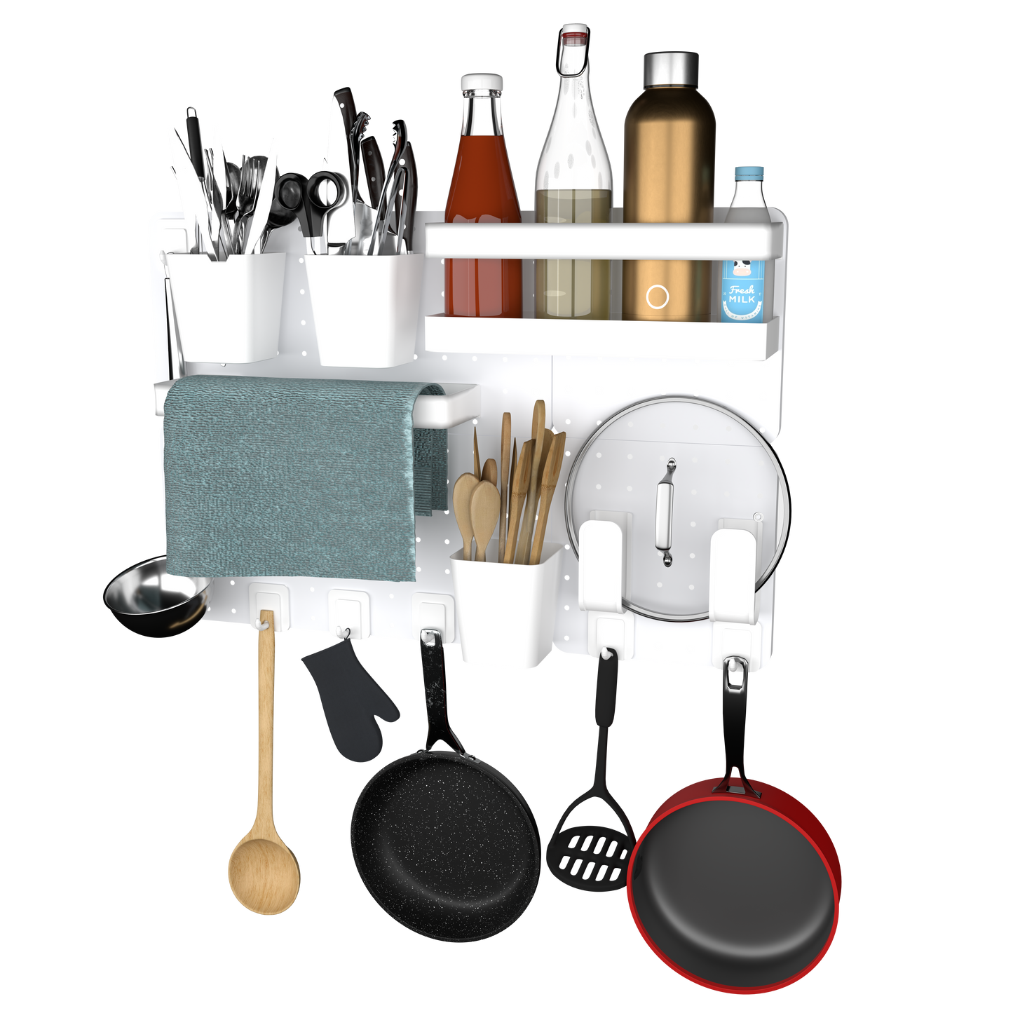 SUNCHHAYA Peg Board, Pegboard for Wall Organizer (White, Size :- 63x42 CM)