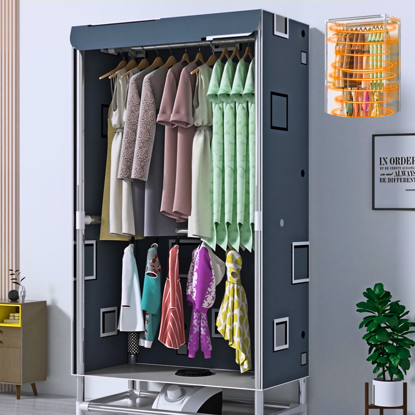 SUNCHHAYA Electric Clothes Dryer Rack – Auto-Off, Stainless Steel Frame, Waterproof Cover