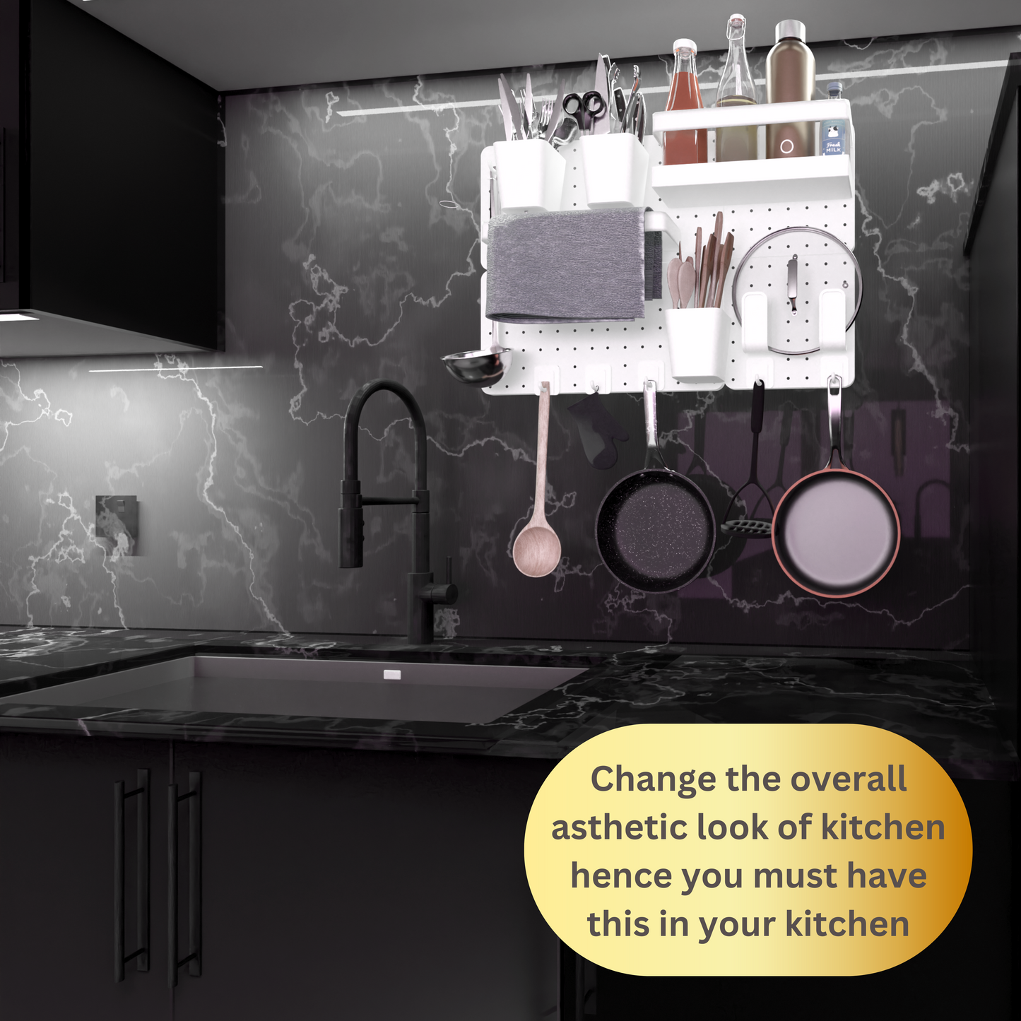 SUNCHHAYA Peg Board, Pegboard for Wall Organizer (White, Size :- 63x42 CM)