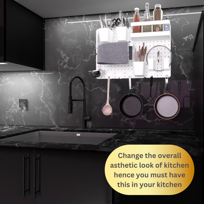 SUNCHHAYA Peg Board, Pegboard for Wall Organizer (White, Size :- 63x42 CM)