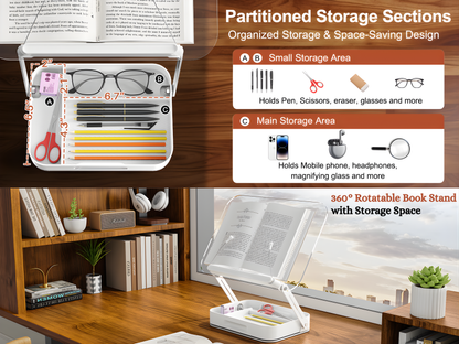 SUNCHHAYA Acrylic Book Reading Stand With Holder Adjustable Height-Angle (R22H)