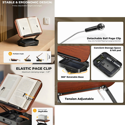 SUNCHHAYA Book Reading Stand With Holder Adjustable Height-Angle (R51H)