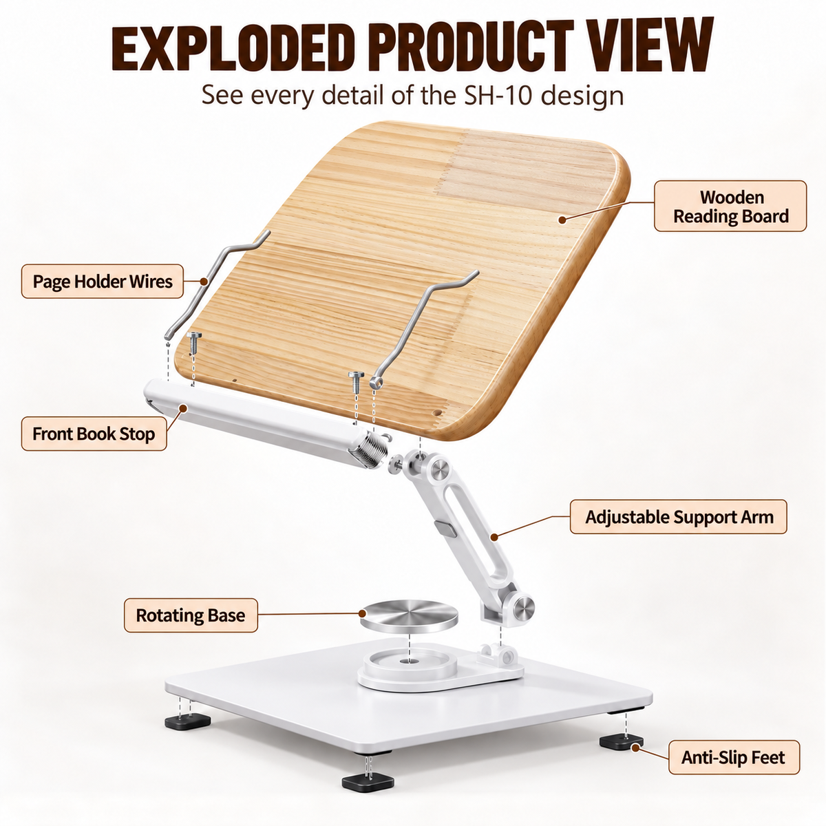 SUNCHHAYA (SH-10) Premium 360° Rotatable Adjustable Book & Laptop Stand