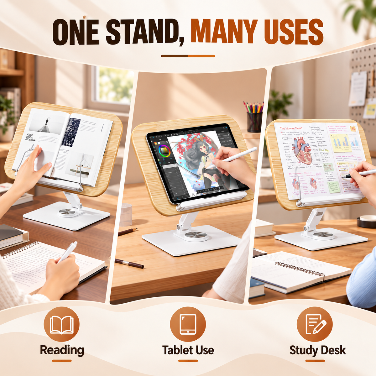 SUNCHHAYA (SH-10) Premium 360° Rotatable Adjustable Book & Laptop Stand