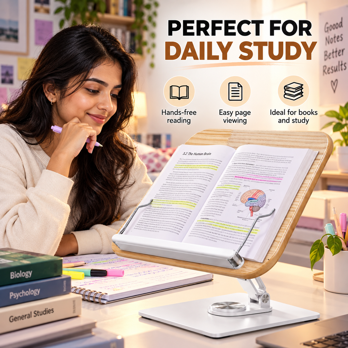 SUNCHHAYA (SH-10) Premium 360° Rotatable Adjustable Book & Laptop Stand