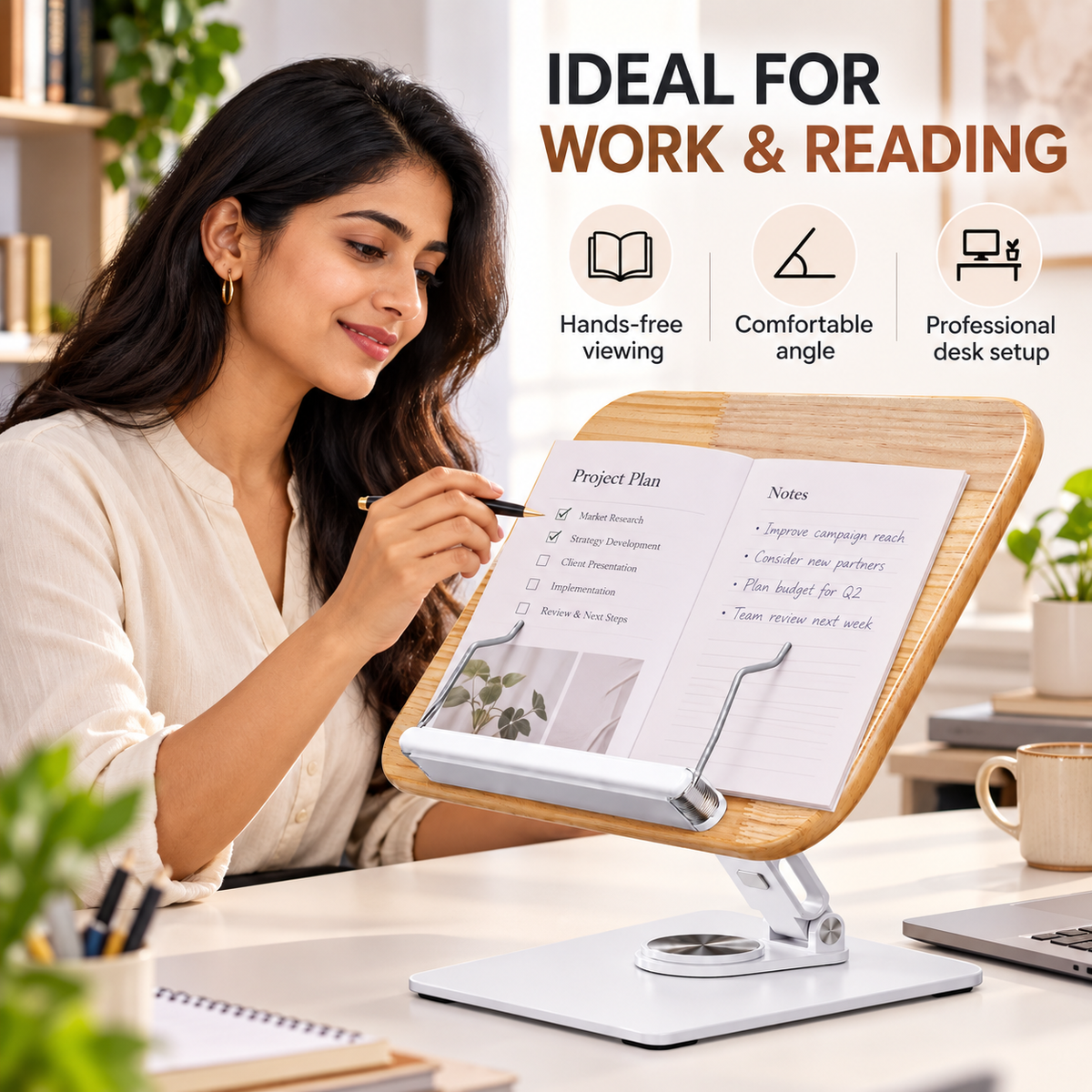 SUNCHHAYA (SH-10) Premium 360° Rotatable Adjustable Book & Laptop Stand