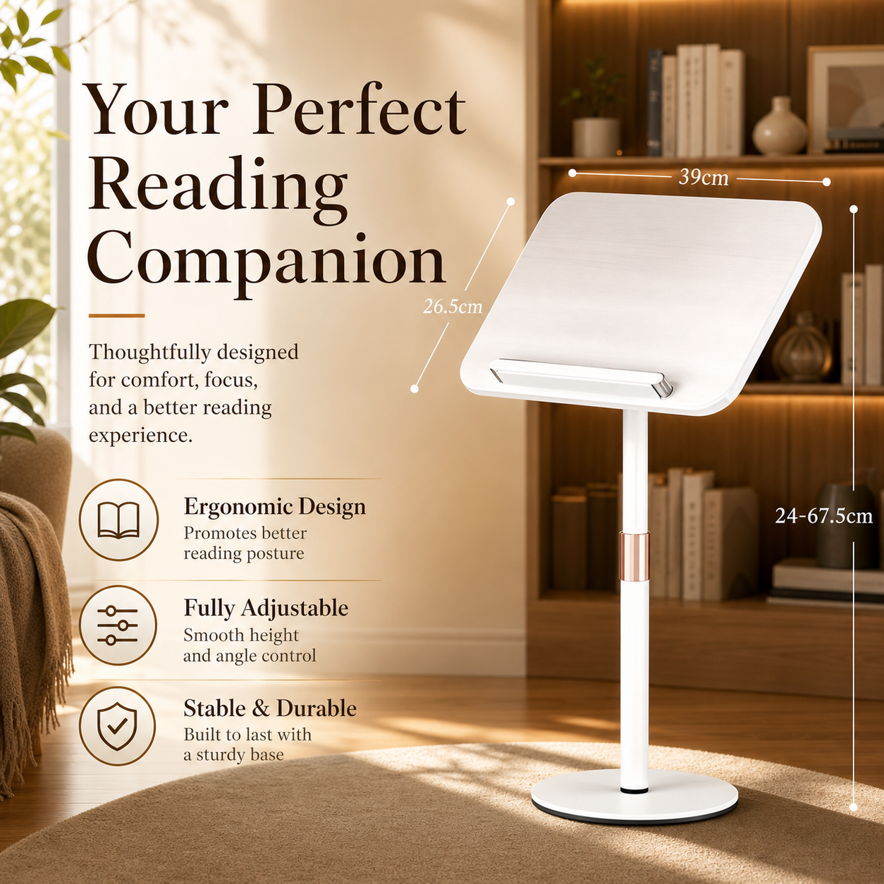 SUNCHHAYA [ YD-17 (68 CM) ] Book Stand for Reading, Music, Writing, Painting Stand Adjustable Height-Angle with Extra Height