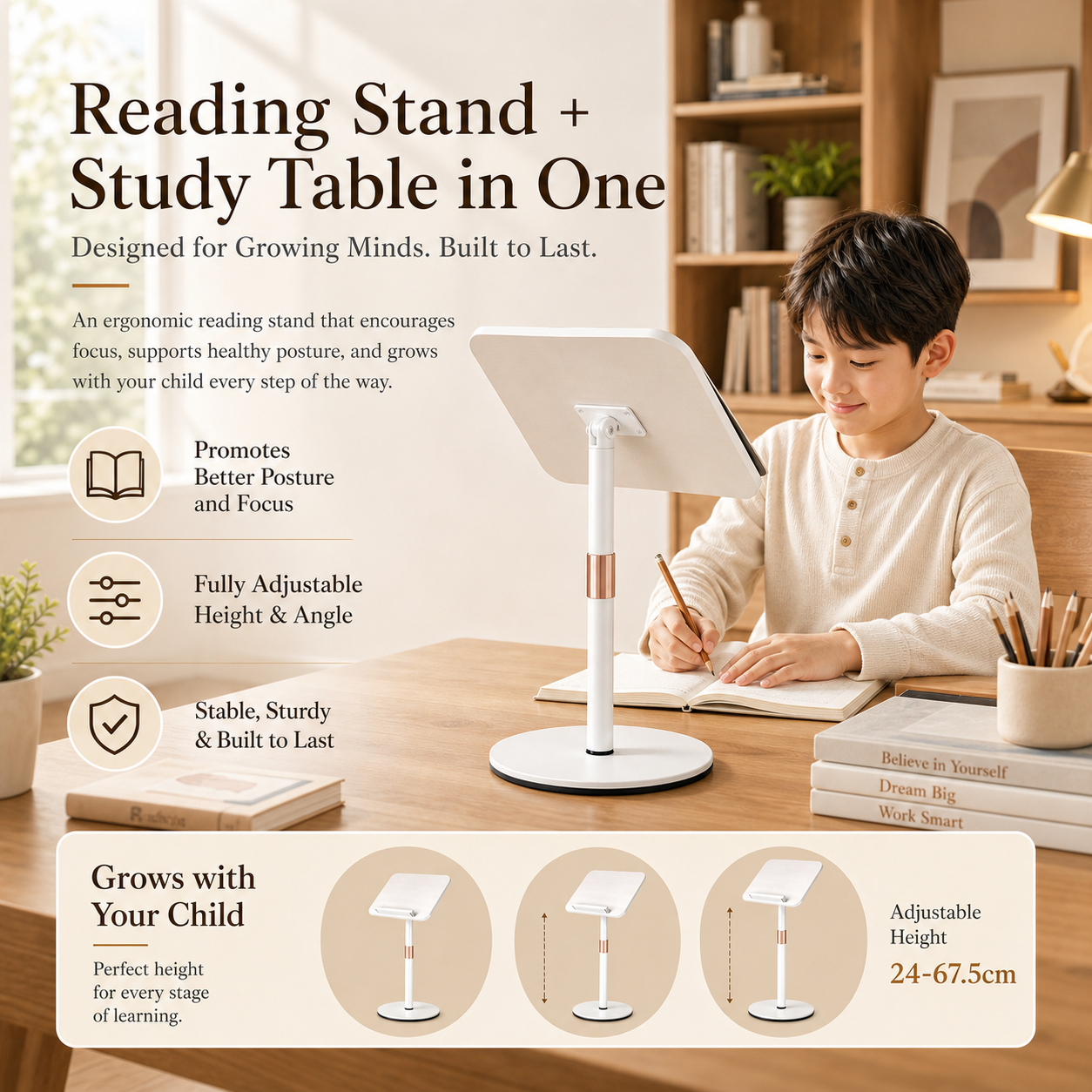 SUNCHHAYA [ YD-17 (68 CM) ] Book Stand for Reading, Music, Writing, Painting Stand Adjustable Height-Angle with Extra Height