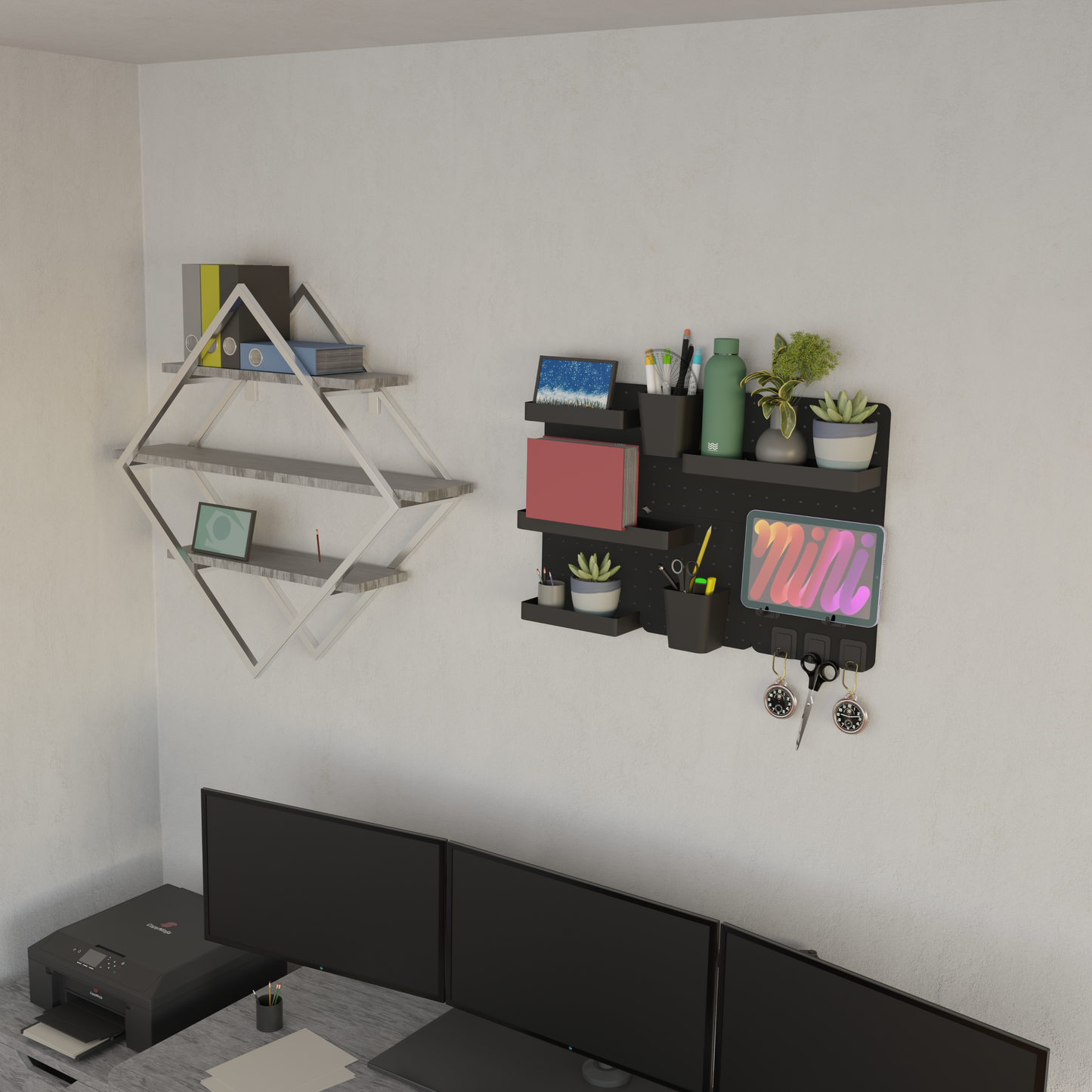 SUNCHHAYA Peg Board, Pegboard for Wall Organizer (Black, Size :- 63x42 CM)